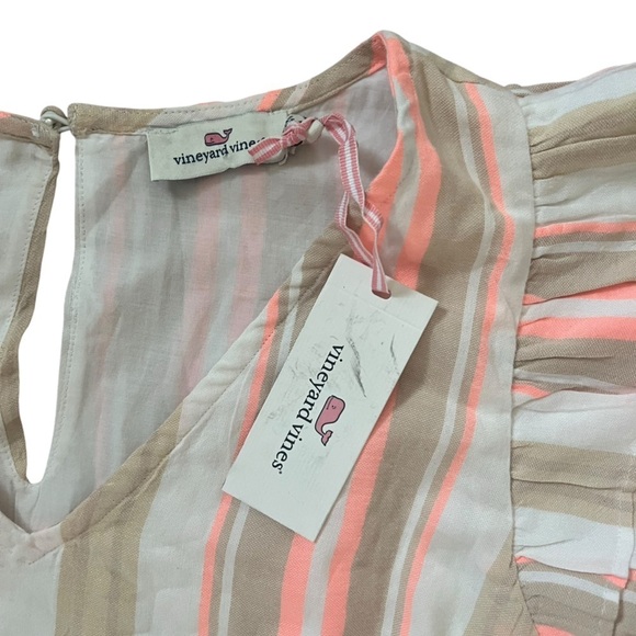 NEW Vineyard Vines Dress Medium Striped V Neck Striped Dress Sand Summer $189 - Picture 11 of 11